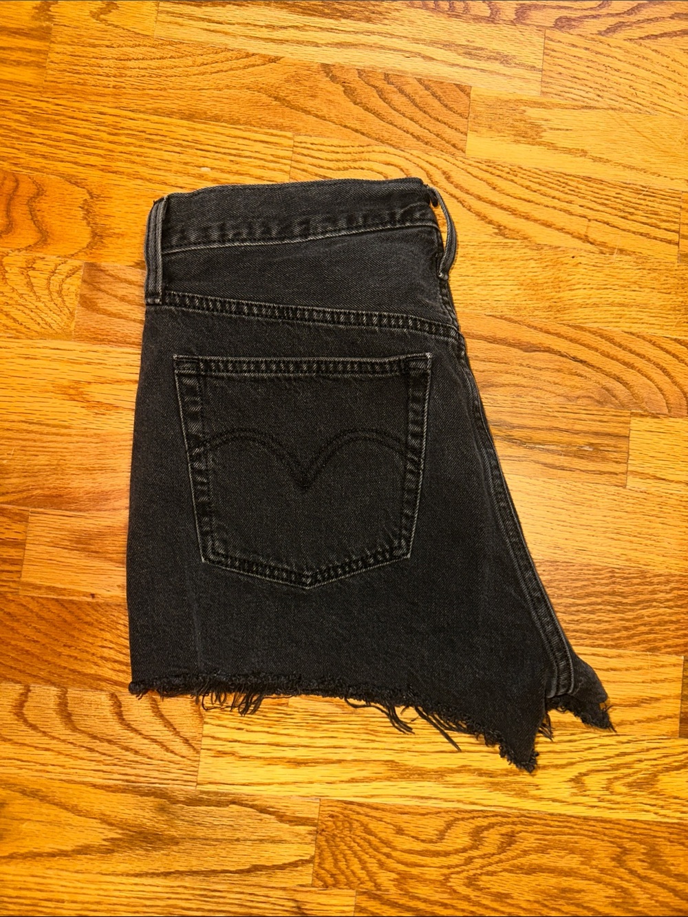 Levi's Black Cutoff Denim Shorts with Frayed Hem